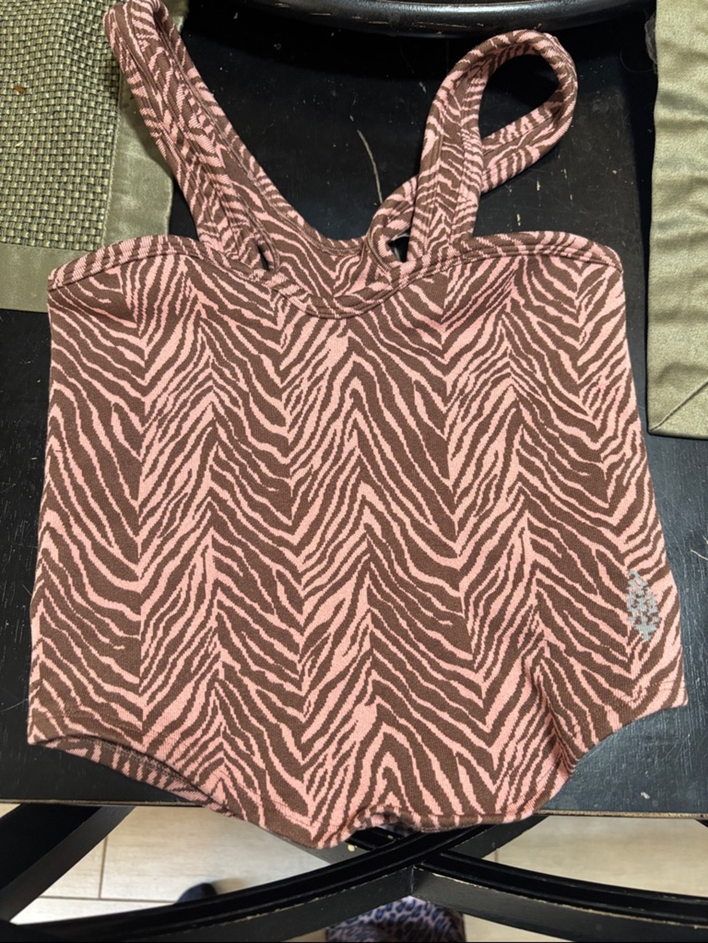 FP Movement by Free People Pink and Brown Zebra Print Ribbed Tank